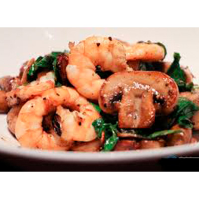 GAMBAS CON CHAMPIÑONES